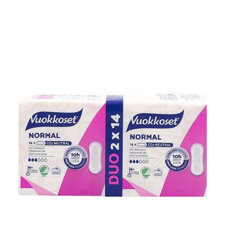 Vuokkoset, NORMAL, Podpaski bez skrzydełek, DUOPACK (2 x 14 szt.)