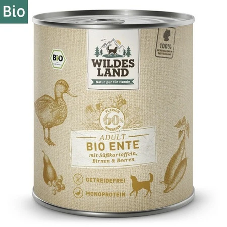 WILDES LAND DOG BIO Ente - bio kaczka z batatami, gruszką i jagodami (800g)