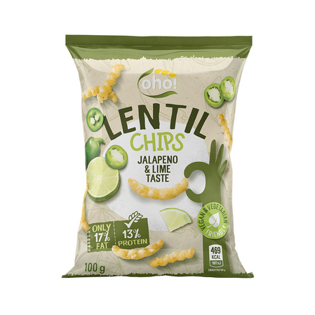 Zestaw 10x Chipsy z czerwonej soczewicy o smaku jalapeno i limonki 100g