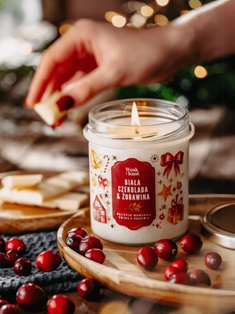 Woskiknot świeca sojowa Biała Czekolada & Żurawina 300ml
