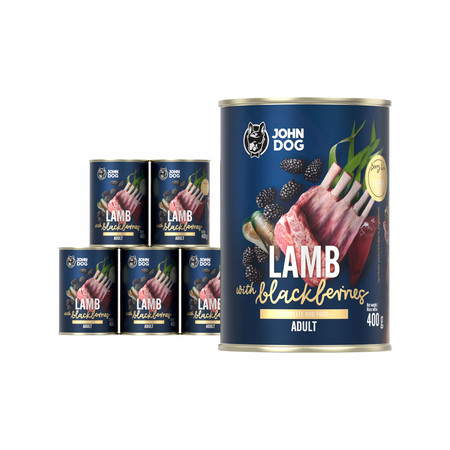 John Dog  Berry Dorosły Jagnięcina Z Jeżynami - Karma Mokra dla Psa - 6 x 400g