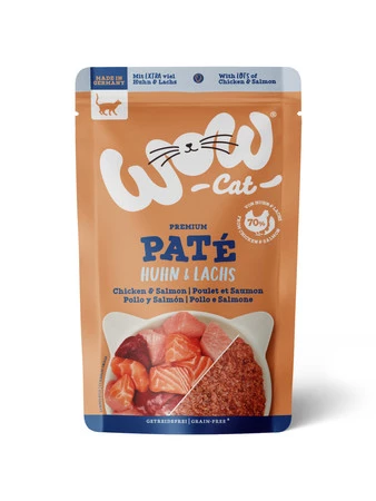 Zestaw 10x WOW CAT Huhn Lachs - kurczak z łososiem dla dorosłych kotów (125g)