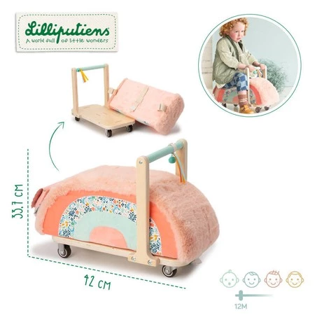 LILLIPUTIENS Drewniany jeździk 2 w 1 z miękkim siedziskiem i torebką Sarenka Stella 12 m+