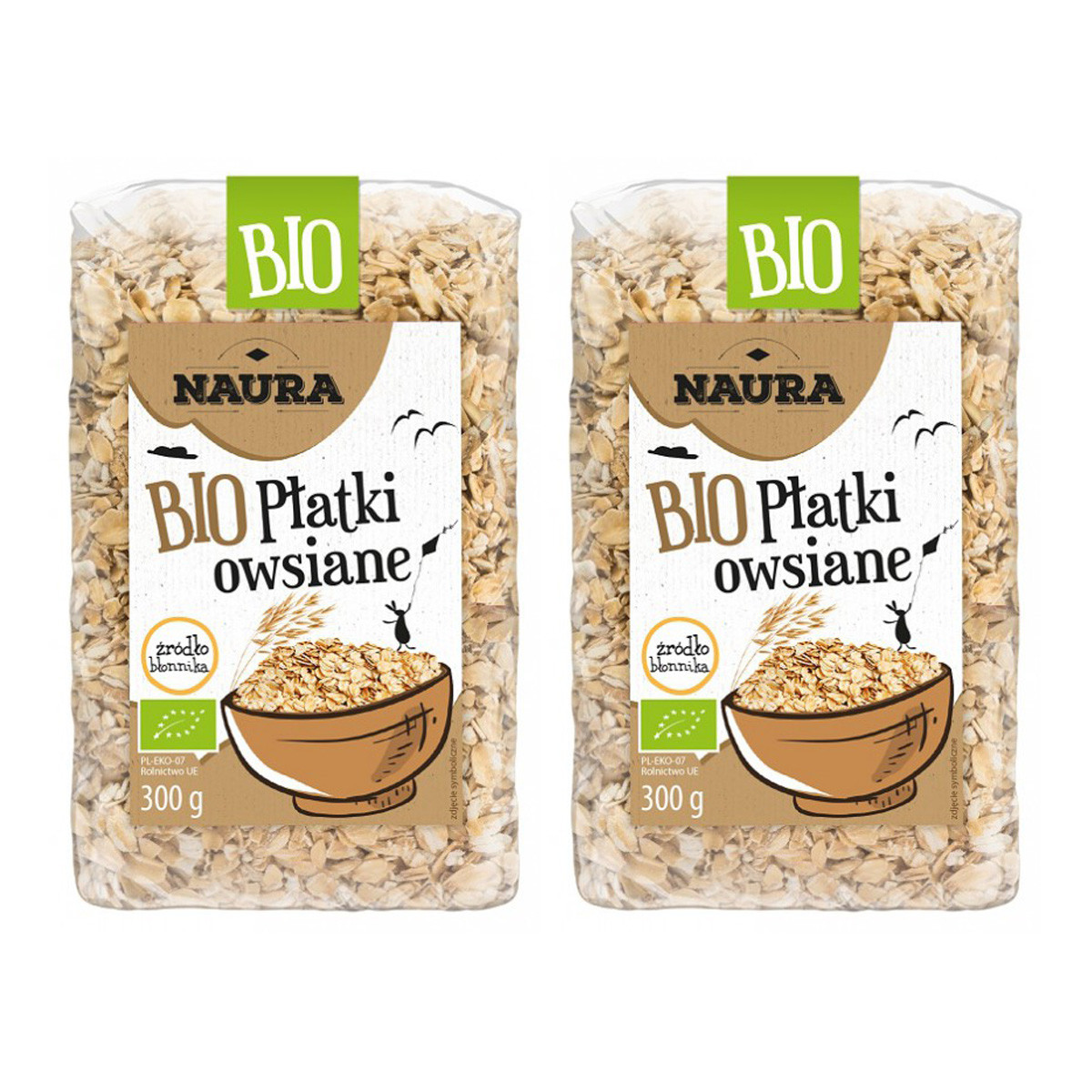 Zestaw 2x Płatki owsiane BIO 300 g - Nabea.pl