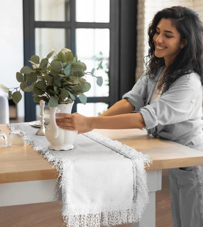 OBRUS JASPER 140 X 220 CM BIAŁY