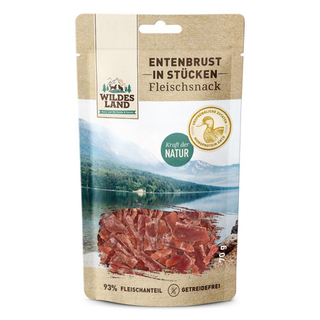 WILDES LAND Entenbrust in Stücken - filet z piersi kaczki w kawałkach - przysmaki mięsne dla psa i kota (70g)