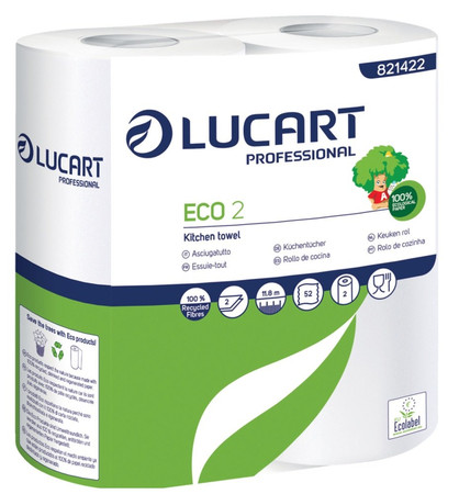 Ręczniki papierowe białe 2 roleki, 2 warstwy, 11.8m, 52 listków, ecolabel