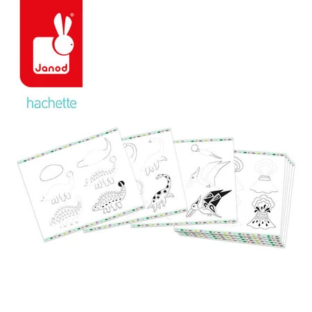 Janod Zestaw kreatywny Rysowanie krok po kroku Dinozaury 20 rysunków 7+