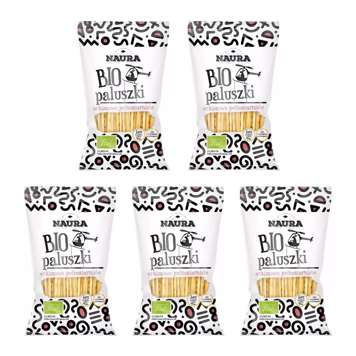 Zestaw 5x Paluszki orkiszowe pełnoziarniste BIO 45 g - Nabea.pl