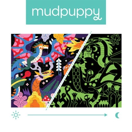 Mudpuppy Puzzle świecące w ciemności Smoki 100 elementów 5+