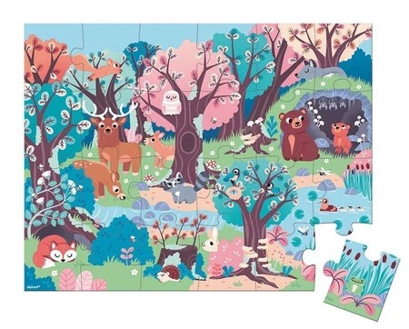 Janod Świecące puzzle z mini-lampką UV Las 24 elementy 3+