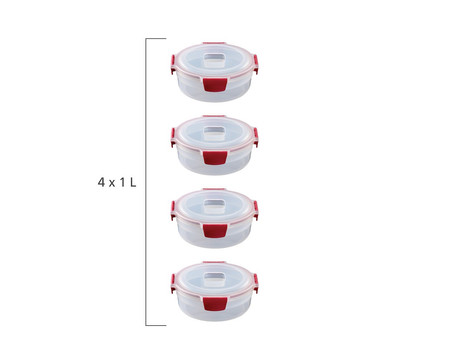 JJ-Zestaw 4 pojemników 1l okrągłych Nest Lock