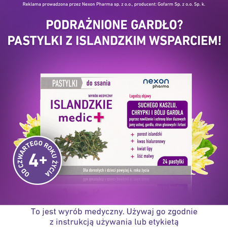 Nexon Islandzkie Medic + Pastylki Do Ssania 24 Pastyl.