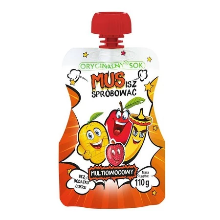 Oryginalny Sok Mus Multiowocowy bez dodatku cukru 110 g