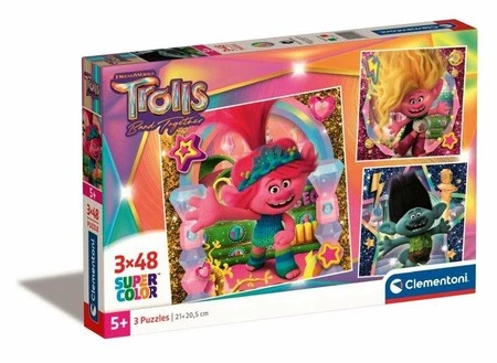 Clementoni Puzzle 3x48el SuperColor square Trolls 3 25292