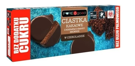 Ciastka kakaowe z kremem o smaku brownie w czekoladzie gorzkiej bez dodatku cukru 128g