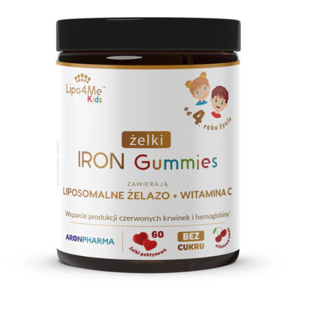 Aronpharma Lipo 4Me® IRON Gummies żelazo liposomalne witamina C 60 żelek smak wiśnia