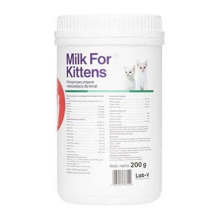 Lab-V Milk For Kittens preparat mleko zastępczy dla kociąt -zestaw z butelką 200g