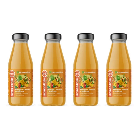 Zestaw 4x EkaMedica Smoothie mango-ananas-rokitnik 250ml