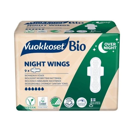 Vuokkoset − 100% BIO Podpaski na noc − 9 szt.