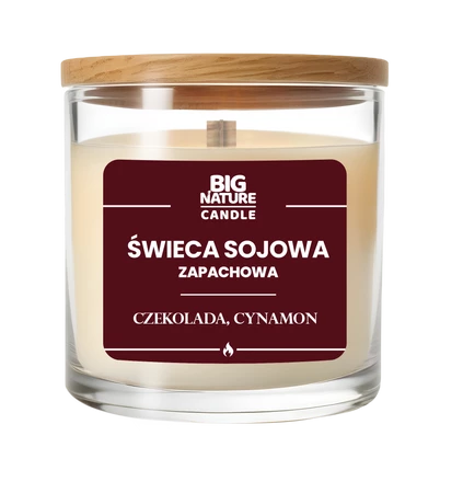 Big Nature Świeca sojowa o zapachu CZEKOLADA-CYNAMON 225g