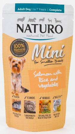 NATURO Adult Dog MINI Łosoś Ryż Warzywa 150g