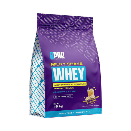 6PAK MILKY SHAKE WHEY odżywka białkowa WPC 1800 g smak banan - krem orzechowy