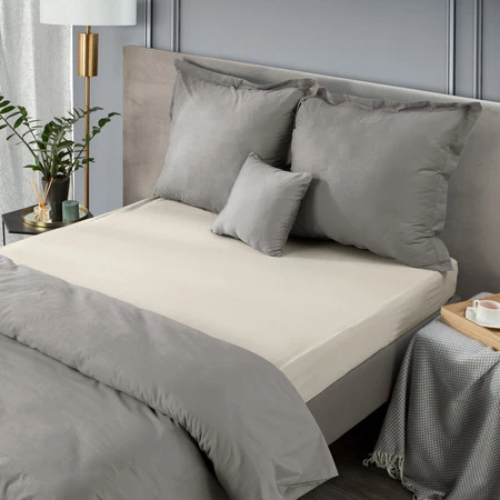 Prześcieradło z gumką, Jersey D91 90 x 200 x 25 cm, Beżowy