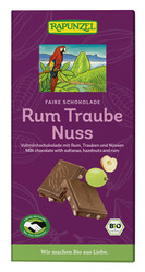RAPUNZEL - Czekolada Mleczna Z Rodzynkami, Rumem I Orzechami Laskowymi Fair Trade Bio  - 100 G