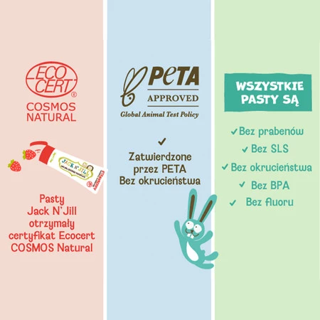 Jack N' Jill − Strawberry, naturalna pasta do zębów z xylitolem − 50 g