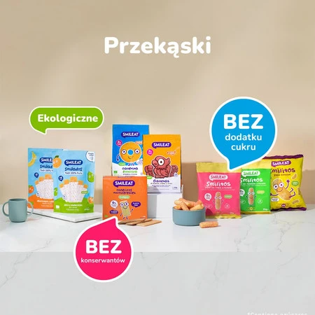 Smileat, BIO Herbatniki z orkiszu, kakaowo-jabłkowe 10m+, 220 g