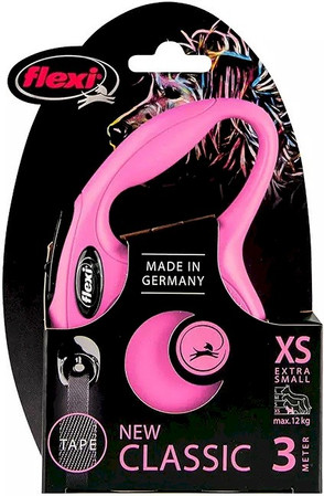 FLEXI NEW CLASSIC Smycz taśmowa XS / 3m różowa