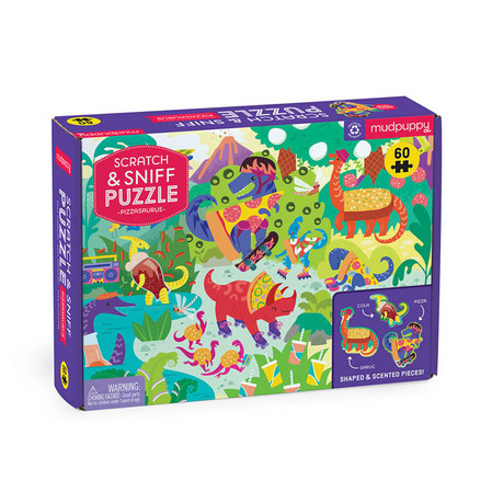 Mudpuppy Puzzle sensoryczne z elementami zapachowymi Pizzasaurus 60 elementów 4+