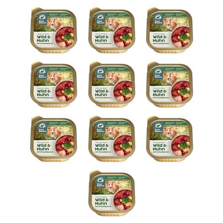 Zestaw 10x PURE NATURE DOG Wild Huhn - dziczyzna i kurczak z żurawiną dla dorosłych psów (150g)
