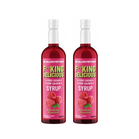 Zestaw: 2x ALLNUTRITION Fitking Delicious Syrup Zero Raspberry Syrop Sok Bez Cukru Malinowy 420 ml