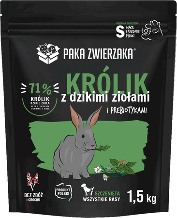 Paka Zwierzaka Królik z dzikimi ziołami PUPPY ''S''- karma sucha dla psa - 1,5kg