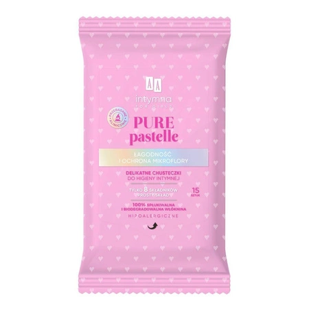 Pure Pastelle delikatne chusteczki do higieny intymnej łagodność i ochrona mikroflory 15szt