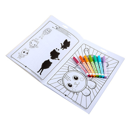 Crayola Kolorowanka dla dzieci z łamigłówkami i flamastrami Koci Domek Gabi 3+