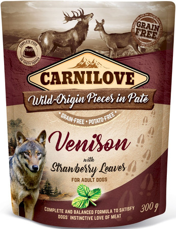 CARNILOVE DOG Pouch Venison Strawberry DZICZYZNA 300g