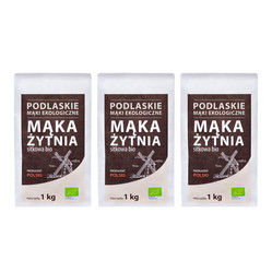 Zestaw: 3x Bio Life Mąki Podlaskie Mąka żytnia sitkowa BIO 1 Kg