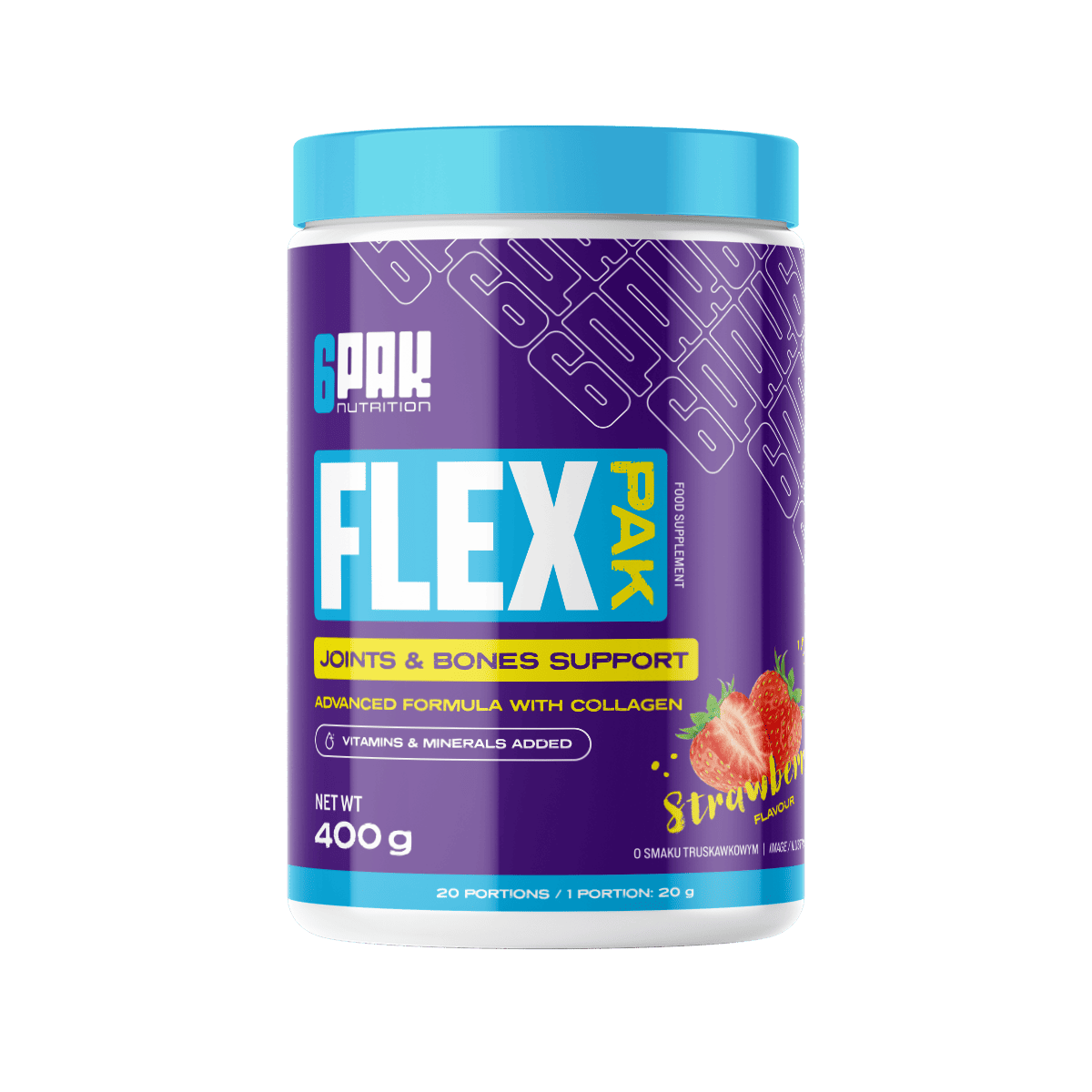 6PAK FLEX PAK 400g JAR STRAWBERRY - Nabea.pl