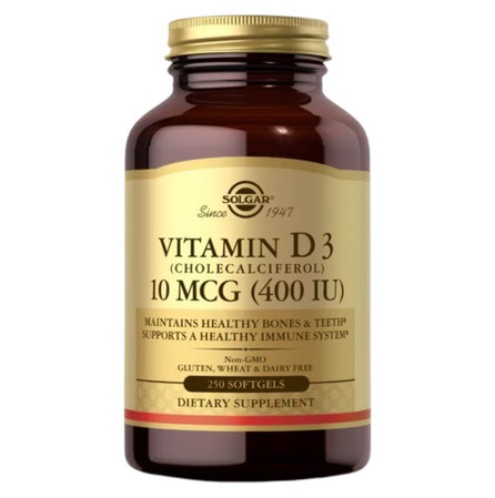 SOLGAR Vitamin D3 (Cholecalciferol) 10 mcg (400 IU) 250 kaps.