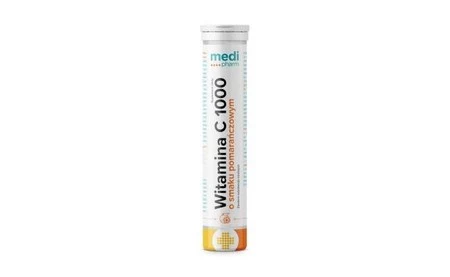 Medi Pharm − Witamina C 1000 mg o smaku pomarańczowym − 20 Tab.