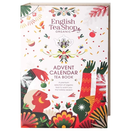 English Tea Shop Tea Book Cream Adevent Calendar - Kalendarz adwentowy 13 smaków - 25 piramidek z ekologicznymi herbatami