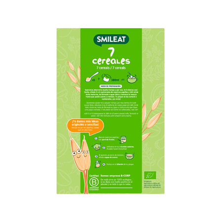 Smileat, Bio Kaszka dla niemowląt 7 zbóż 6m+, 200g