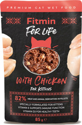 Fitmin cat pouch kitten chicken fileciki z kurczakiem w sosie - mokra karma dla kota kociaka - 85g