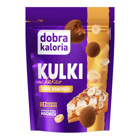 Kulki owocowo-orzechowe w kakao, o smaku banoffee bez dodatku cukru 65g