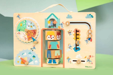 Lilliputiens Drewniana tablica manipulacyjna walizka