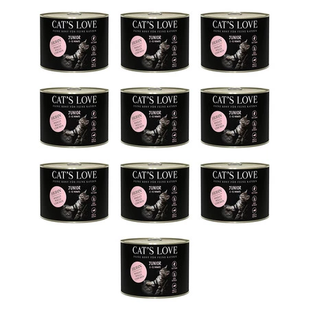Zestaw 10x CAT'S LOVE Junior Huhn - kurczak z algami i olejem z krokosza (200g)