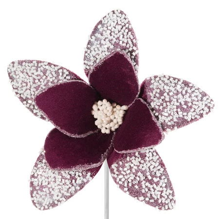 KWIAT ŚWIĄTECZNY DEKORACYJNY 15C FI 20 CM BORDOWY